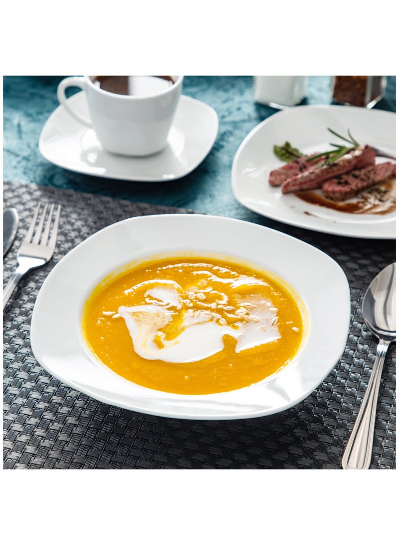 مجموعة أدوات طعام فخارية من 30 قطعة ل6 أشخاص، تشمل أطباق عشاء وأطباق حلوى وأطباق حساء وكؤوس وصحون، رمادي فاتح - Image 5