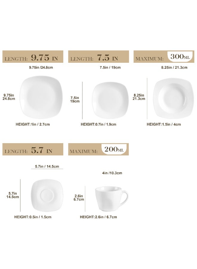 مجموعة أدوات طعام فخارية من 30 قطعة ل6 أشخاص، تشمل أطباق عشاء وأطباق حلوى وأطباق حساء وكؤوس وصحون، رمادي فاتح - Image 2