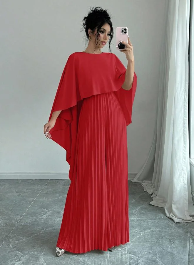 تايك تو فستان طويل بكسرات بأكمام كاب