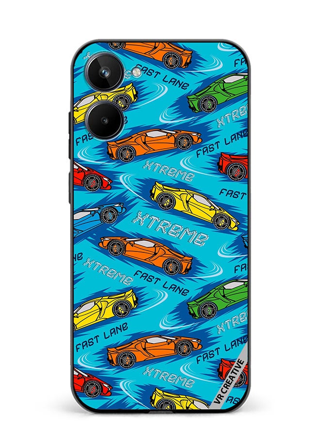 VR CREATIVE Protective Case Cover For Realme 10 Abstract Seamless Pattern With Sport Cars Design Multicolour - Image 1