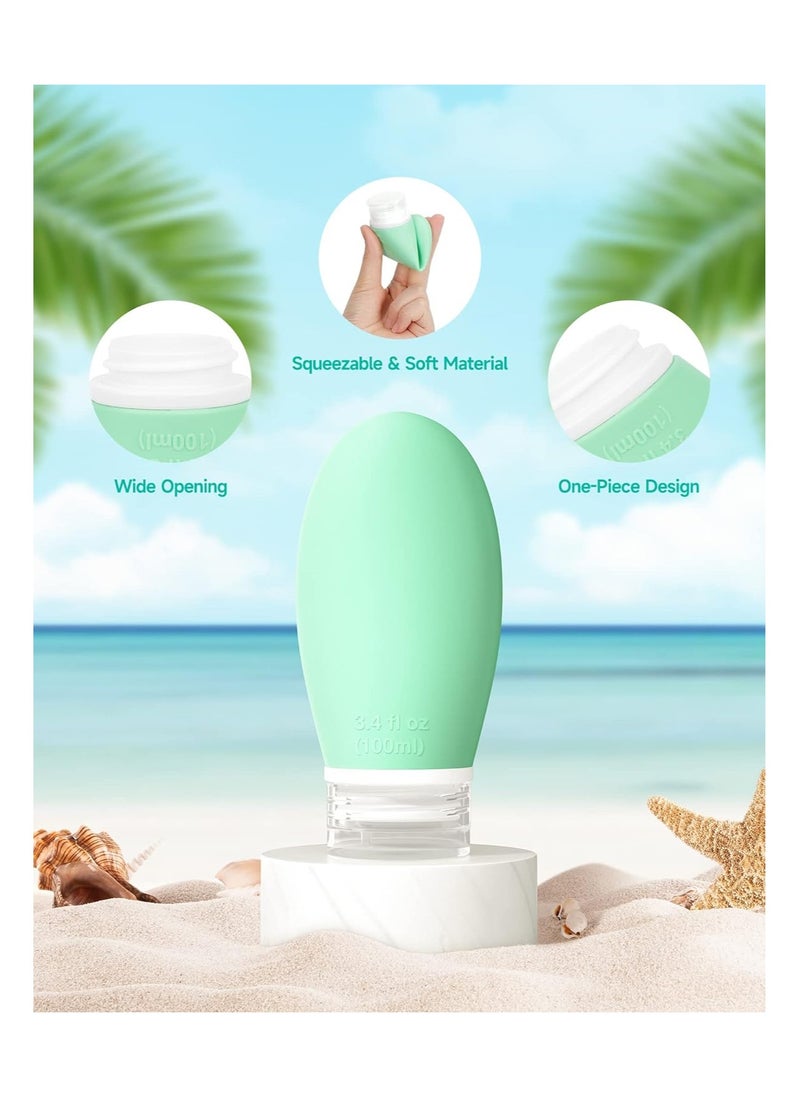 Generic 100ml silicone travel bottle for toiletries, 4 pack leak proof refillable squeezable containers for lotion liquid shampoo, BPA free and TSA approved travel accessories  - Image 2