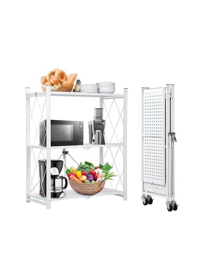 بونكا ارفف تخزين قابلة للطي بعجلات مكونه من 3طبقات لون ابيض من بونكا - Image 1