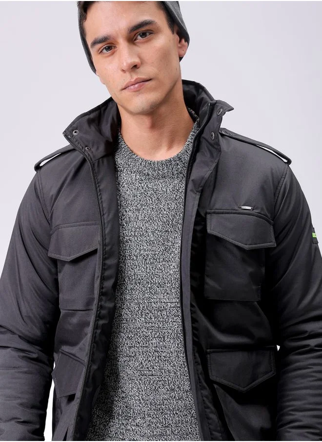 The Indian Garage Co Men Slim Fit Solid Puffer Jackets