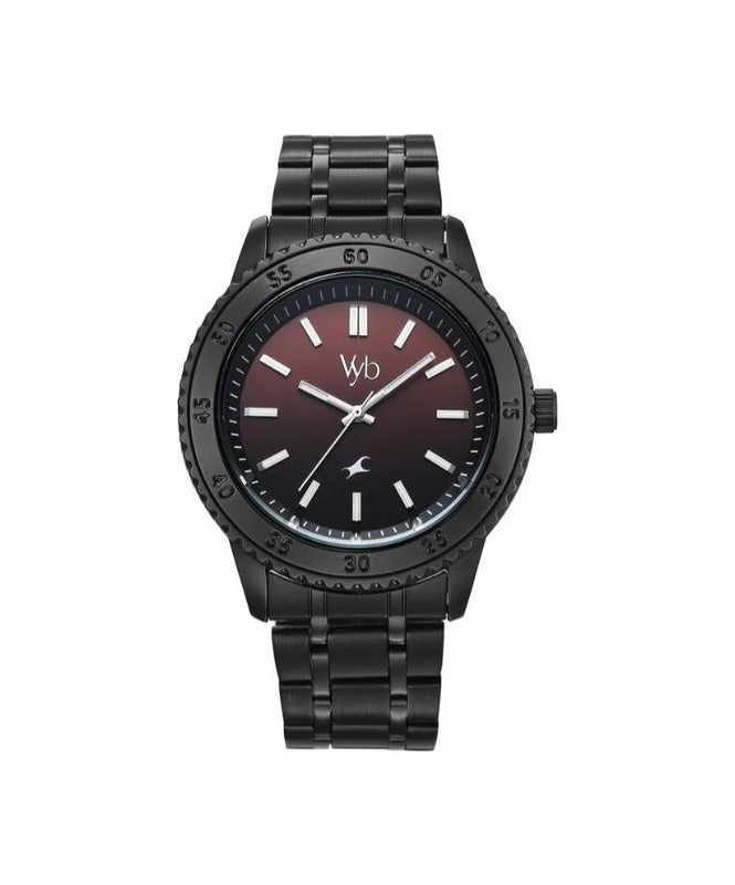 fastrack Vyb Quest Fastrack By Titan Quartz Analog Multicoloured Dial Black Stainless Steel Strap Watch For Men fv30036nm01w - Image 1