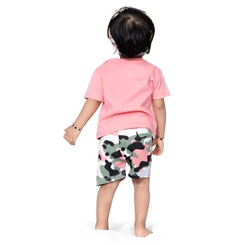 ARIEL Baby Boys & Baby girls Cotton Printed Round Neck Half Sleeve T-shirt & Short Trendy Summer Clothing Sets (pink-band-girl-9-12 months) - Image 4