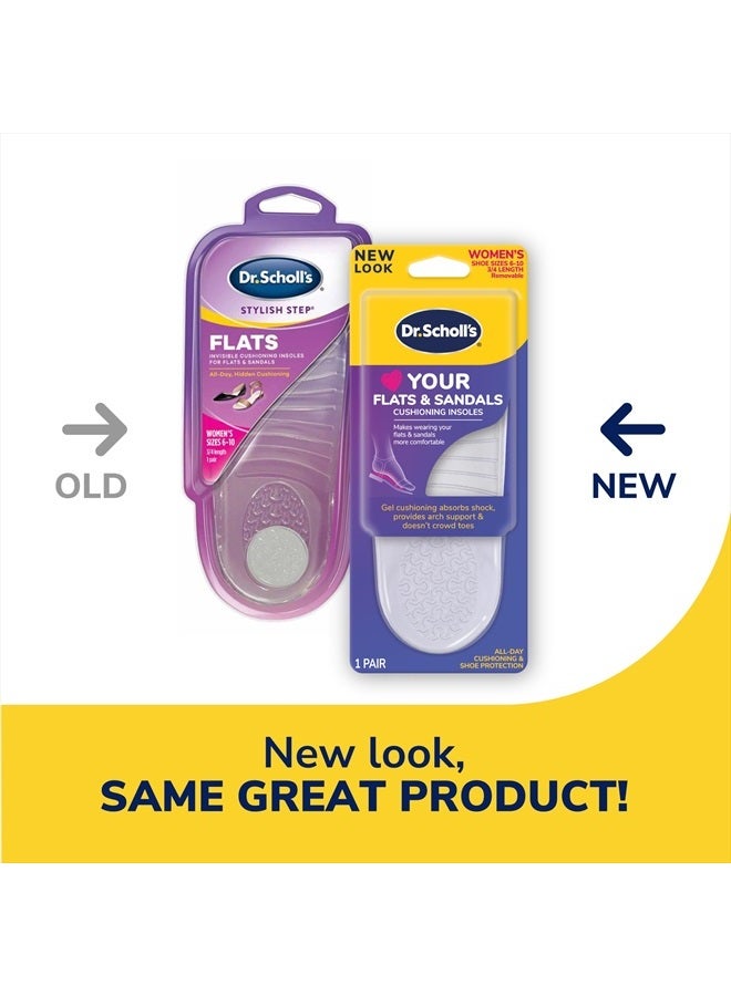 Dr. Scholl's ® Love Your Flats & Sandals نعل داخلي بطول 3/4، راحة طوال اليوم، تخفيف ومنع عدم الراحة في الحذاء، امتصاص الصدمات، دعم القوس، نعل داخلي مخفي غير ظاهر، زوج واحد  - Image 2