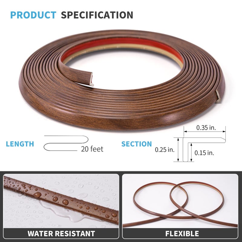 Art3d 20ft Outside Vinyl Corner Trim Peel and Stick for Tile and Wall Edges, Furniture Decoration, Cherry - Image 2