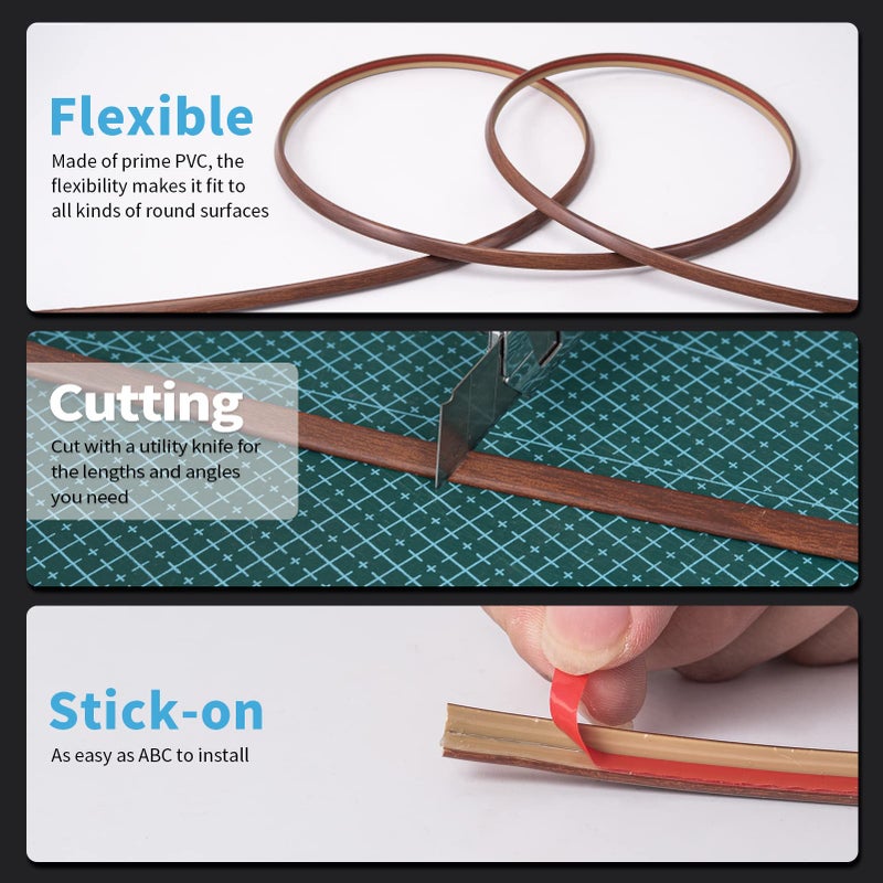 Art3d 20ft Outside Vinyl Corner Trim Peel and Stick for Tile and Wall Edges, Furniture Decoration, Cherry - Image 5