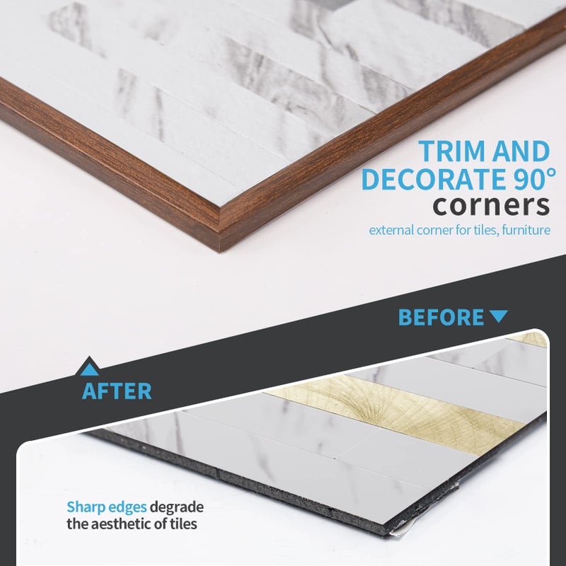 Art3d 20ft Outside Vinyl Corner Trim Peel and Stick for Tile and Wall Edges, Furniture Decoration, Cherry - Image 3