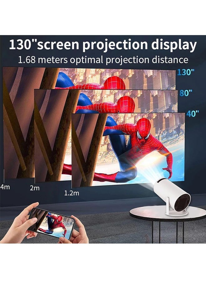 ProPremier 150ANSI Lumens HD Smart Projector With 2 Game Consoles HY300 MAX 2.4/5G WiFi Android 12.0 Portable Mini Cinema Ultra HD Gaming Projector 130 Inches Screen Display Lamp 4K 1080P Home Movie Theatre Gaming Video Presentations Home Entertainment 180 Degree Rotating Screen Mobile Phone Projection 10K Built In Games-White  - Image 4