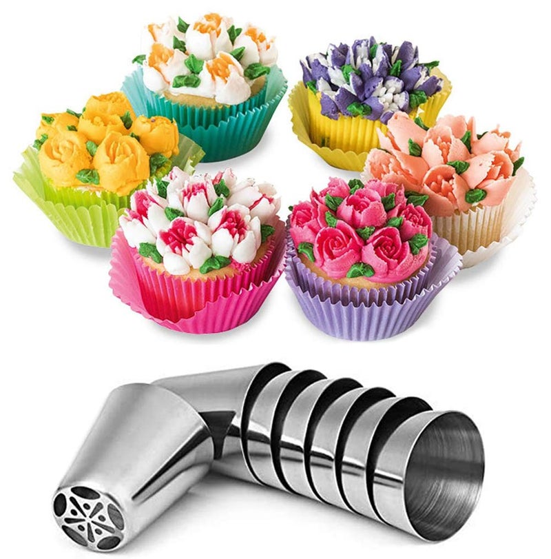 Russian Piping Tips Cake Decorating Complete Set WOWDECOR 24pcs Baking Supplies Kit Icing Nozzles Flowers Shaped Frosting Bags and Tips for Beginners Cookies Cakes Holiday Birthday Party Baking