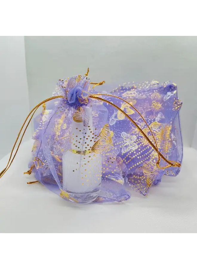 20pcs Elegant Purple Butterfly Organza Storage Bags Golden Tone - Image 2