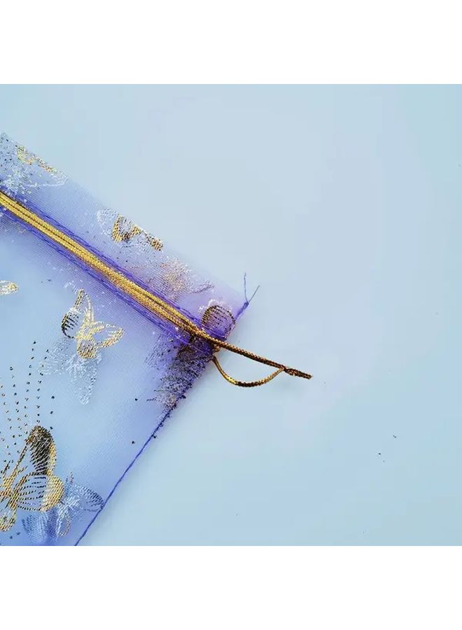 20pcs Elegant Purple Butterfly Organza Storage Bags Golden Tone - Image 5