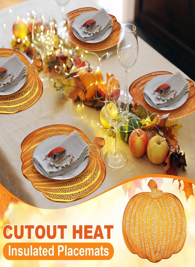 Maxcheck 12 Pieces Thanksgiving Pumpkin Placemats Bulk Vinyl Metallic Autumn Harvest Pressed Table Mats Placemats Thanksgiving Halloween Table Decorations(Bronze) - Image 5