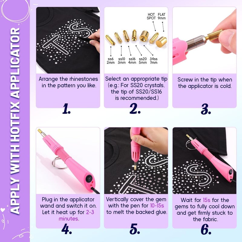 TINKRSTUFF 6800Pcs Hotfix Rhinestones for Clothing, Aurum 2-5mm Mixed Sizes Iron On Flatback Glass Gems, Bedazzling Crystals Rhinestones for Crafting Hats Shoes Fabric Decor Nail Art - Image 4