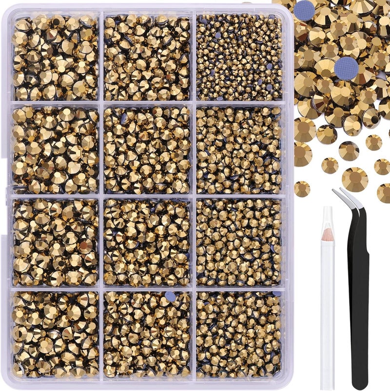 TINKRSTUFF 6800Pcs Hotfix Rhinestones for Clothing, Aurum 2-5mm Mixed Sizes Iron On Flatback Glass Gems, Bedazzling Crystals Rhinestones for Crafting Hats Shoes Fabric Decor Nail Art - Image 1
