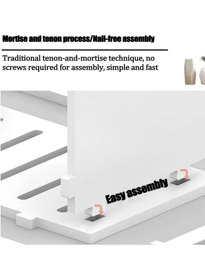 Eworld Waterproof White PVC Floor Cabinet Organizer, Stylish Storage Solution Featuring Shelves, Drawer, Tissue Holder, and Door for Bathroom, Kitchen, Living Room, or Bedroom Accessories - Image 5