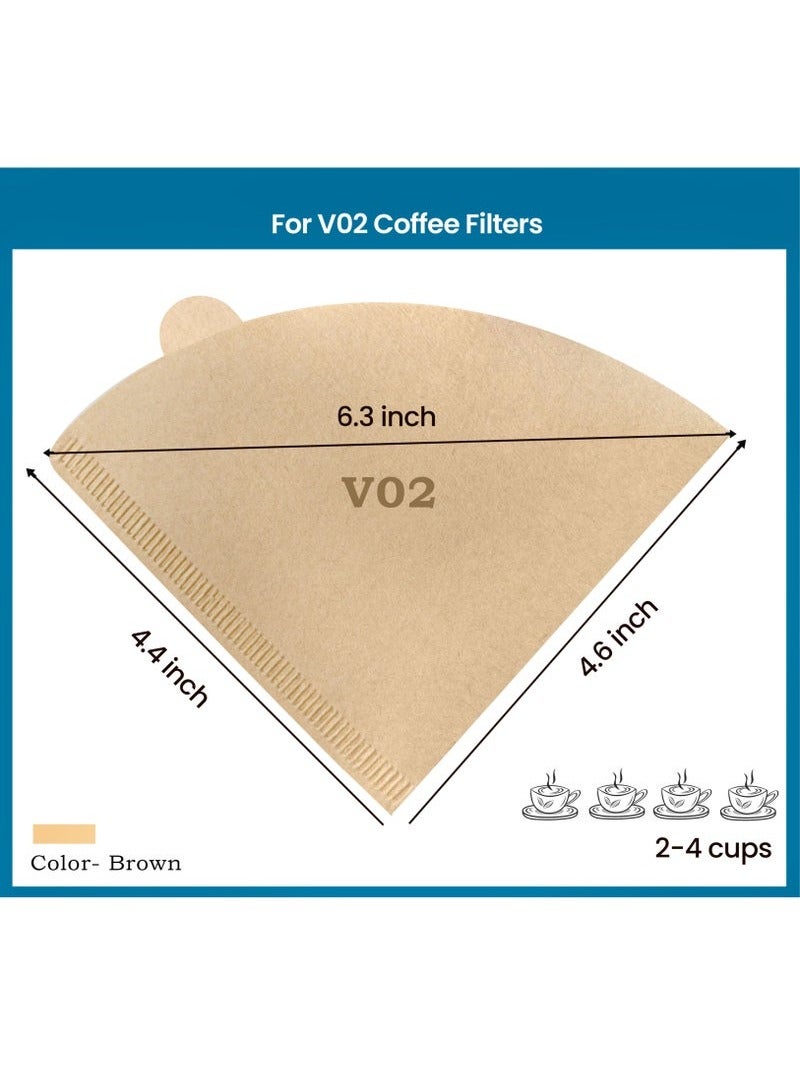 100 Pieces Coffee Filter Paper, Disposable V60 Cone Brown Paper, Barista Tools Home Coffee Maker Coffee Filters for Pour Over Coffee 2-4Cups  - Image 2