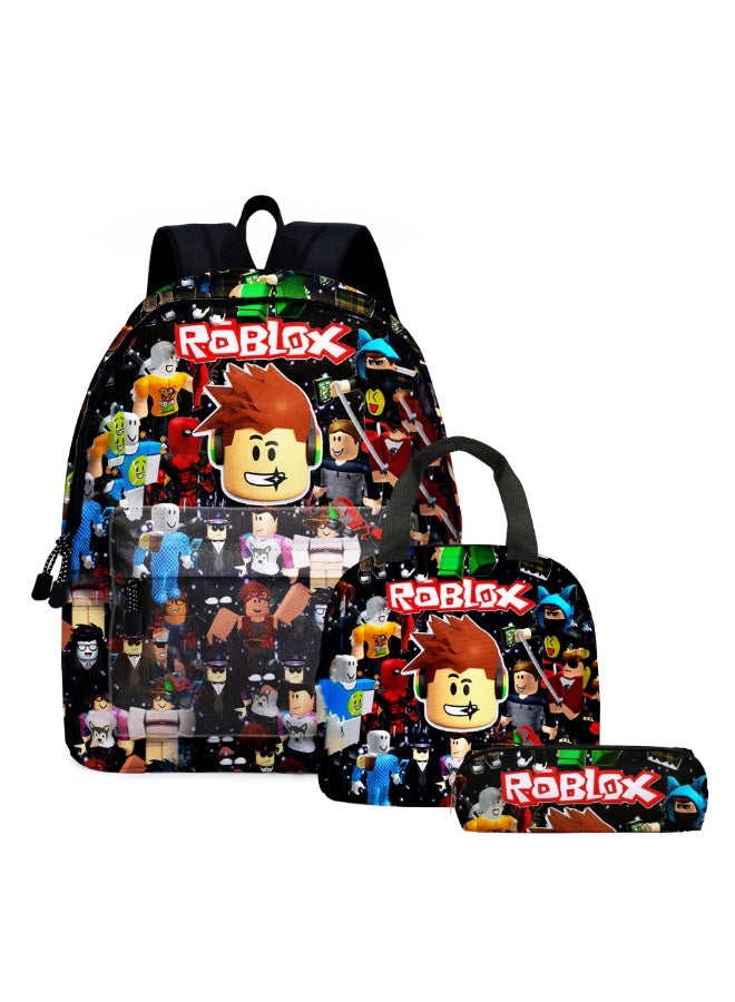روبلوكس على ظهره مقلمة حقيبة الغداء ثلاث قطع دعوى الرجال والنساء الترفيه الرياضة حقيبة السفر طالب حقيبة المدرسة - Image 1