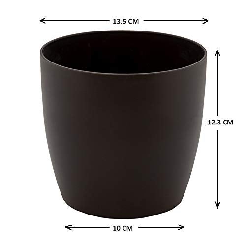 garbnoire Gardening Flower Pots - 5 Inch Plastic Flower Pots | Modern Decorative Indoor Outdoor Planters/Pots - Pack of (3, Black) - Image 4
