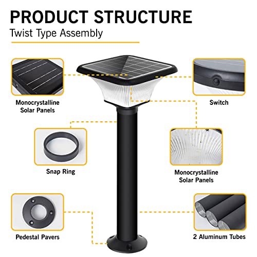 Epyz Solar Gate Pillar Light Outdoor with Long Pole Square Shape with 152 LEDs,12,000mah Battery, 3 Type of Lights, Application for Fence, Garden, Wall, Outdoor [ Multicolour ] (Square) - Image 5