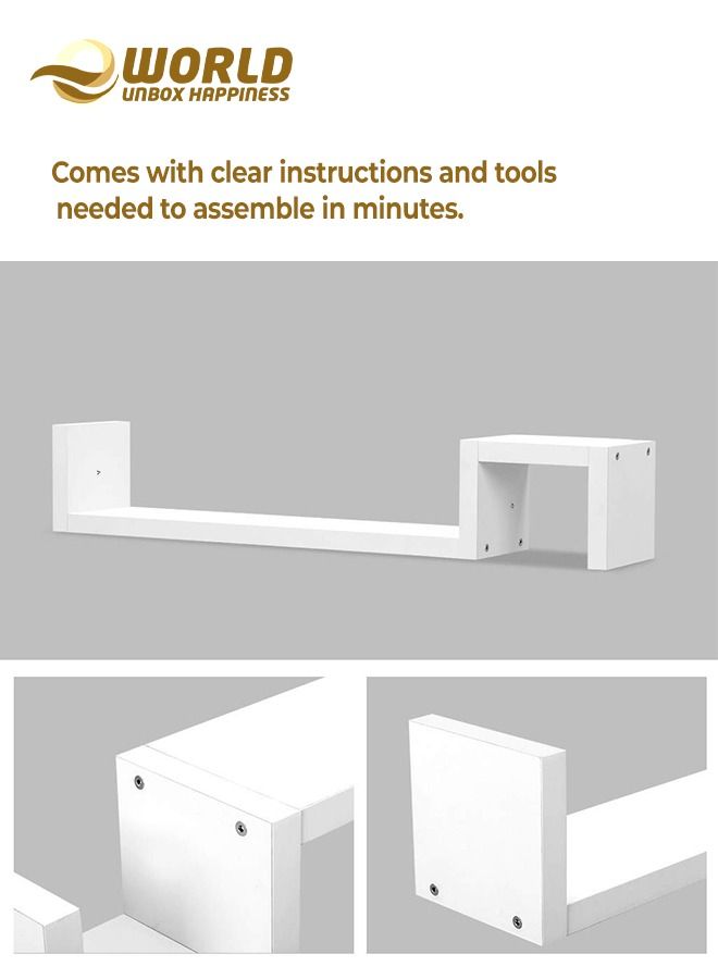 إي وورلد رفوف العرض العائمة بتصميم حديث وبسيط على شكل حرف "S"، والتي تُعتبر منصات أنيقة مثبتة على الحائط للغرف نوم وغرف المعيشة والحمامات والمطابخ. - Image 2