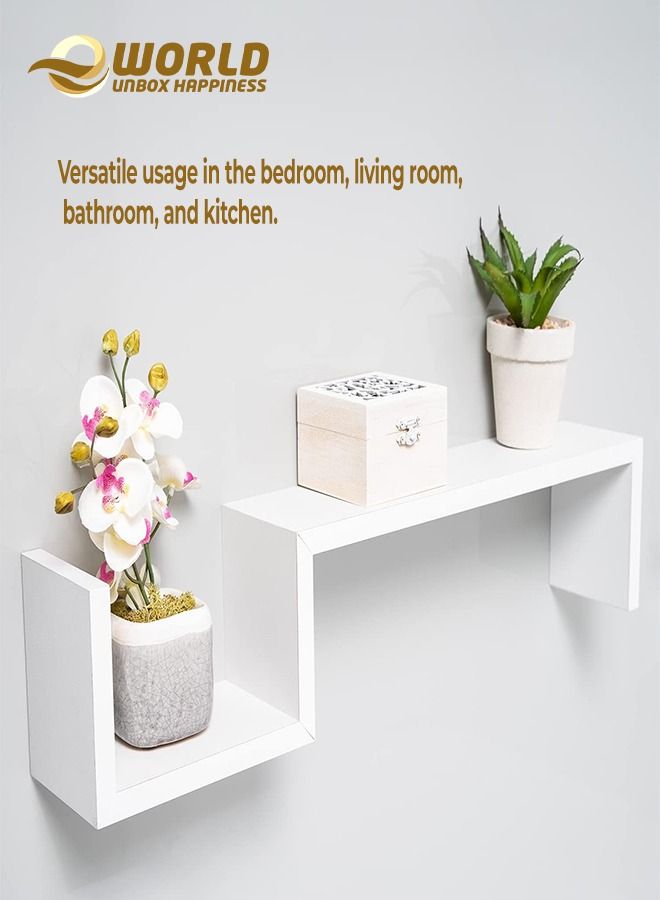 إي وورلد رفوف العرض العائمة بتصميم حديث وبسيط على شكل حرف "S"، والتي تُعتبر منصات أنيقة مثبتة على الحائط للغرف نوم وغرف المعيشة والحمامات والمطابخ. - Image 5