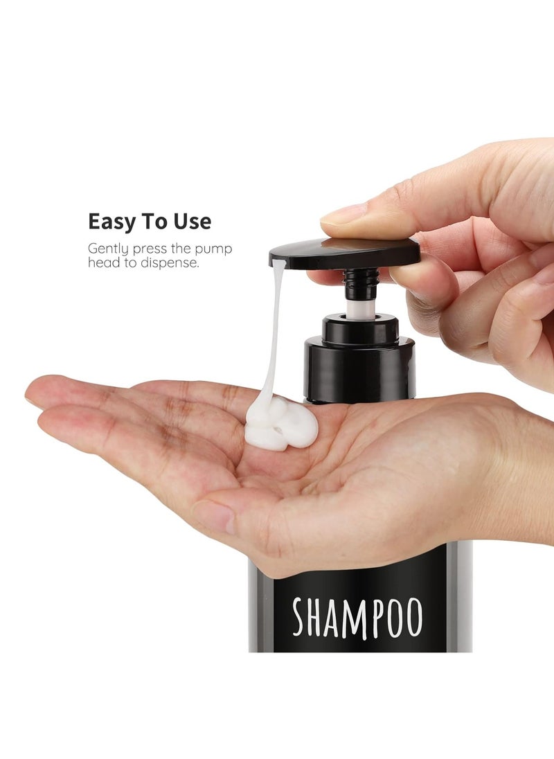 Segbeauty Segbeauty Shower Bottles Refillable, 3pcs 16.9oz/500ml Liquid Soap Dispenser with Labels, Empty Plastic Soap Lotion Pump Press Bottles for Shampoo Conditioner Body Soap Hand Soap Bathroom Hotel Gray  - Image 3