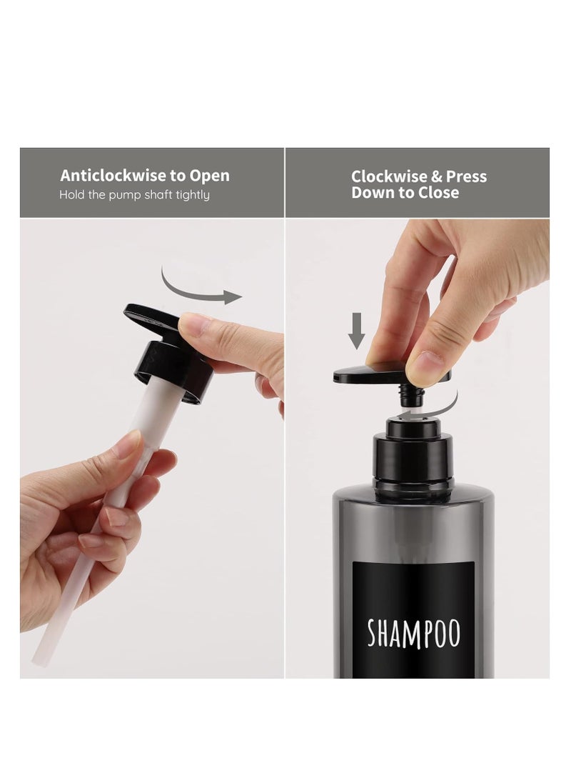 Segbeauty Segbeauty Shower Bottles Refillable, 3pcs 16.9oz/500ml Liquid Soap Dispenser with Labels, Empty Plastic Soap Lotion Pump Press Bottles for Shampoo Conditioner Body Soap Hand Soap Bathroom Hotel Gray  - Image 4
