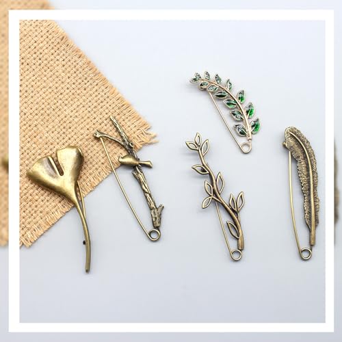 Benvo 5 Pcs Decorative Pins Safety Pins Steel Lock Pins Vintage Alloy Brooches Large Bronze Pins for Dressing Up Shawls Wraps Skirts Scarf Blankets Hats Capes - Image 4