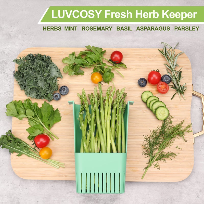 LUVCOSY 3 Pack Herb Keeper, BPA-Free Plastic Herb Saver with an Inner Basket for Cilantro, Mint, Parsley, and Asparagus, Keeps Fresh Herbs for 3 Times Longer - Image 3