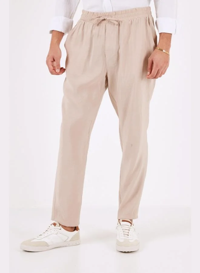 Buratti  Buratti Men's Regular Fit Summer Trousers with Elastic Waistband and Pockets CF24S617952 for Men | Best Price UAE