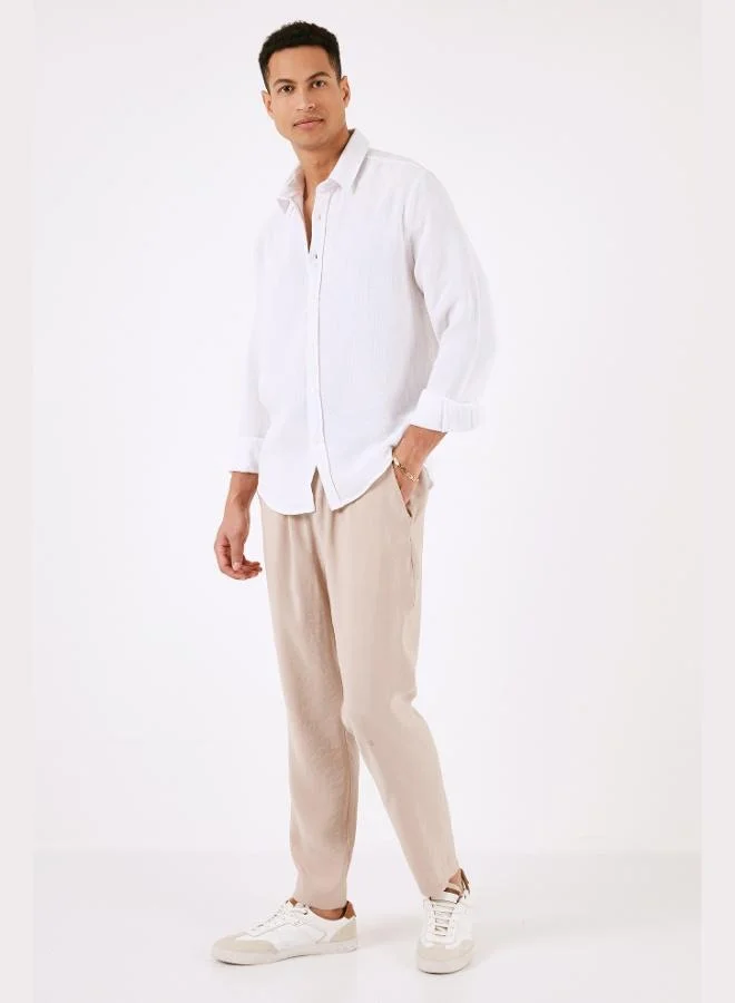 بوراتي بنطلون رجالي صيفي بقصة عادية وخصر مطاطي وجيوب من بوراتي