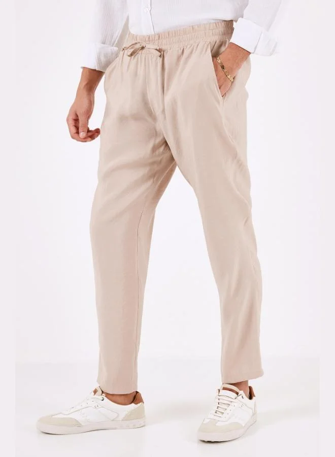 Buratti  Buratti Men's Regular Fit Summer Trousers with Elastic Waistband and Pockets CF24S617952 for Men | Best Price UAE