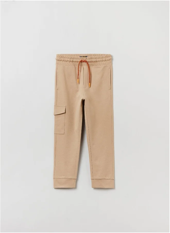 او في اس Plush joggers with drawstring