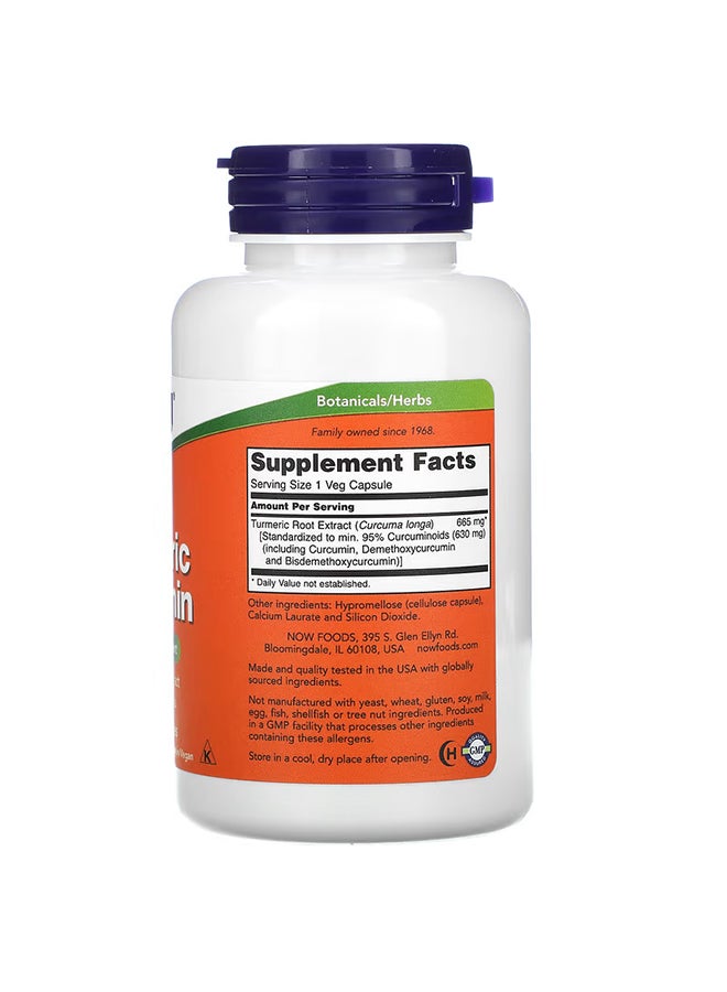 Now Foods Turmeric Curcumin 60 Veg Capsules - Image 2