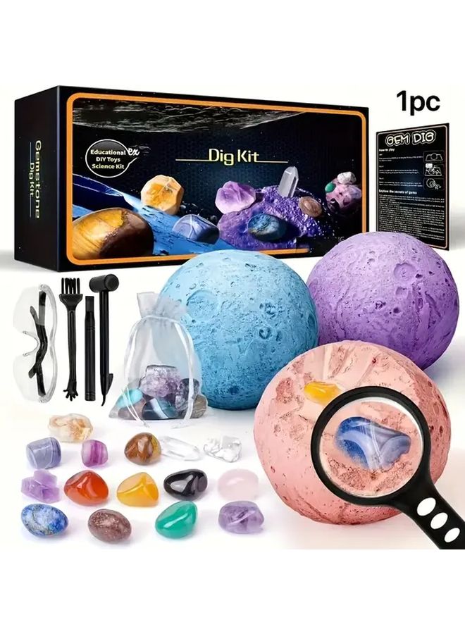 Blue Solar System Dig Kit Excavate Gemstones Archaeology Geology Space Toys Gift - Image 2