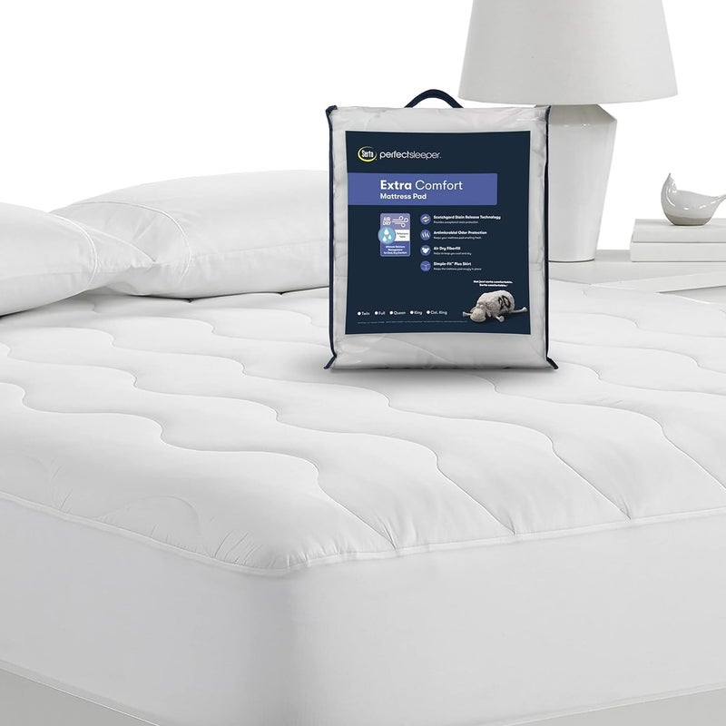 Serta وسادة مرتبة سيرتا إير دراي ذات راحة إضافية من قماش الأداء، غطاء مرتبة بارد وقابل للتنفس، حماية من الرطوبة مع جيب عميق بعمق 15 بوصة، كامل، أبيض - Image 5