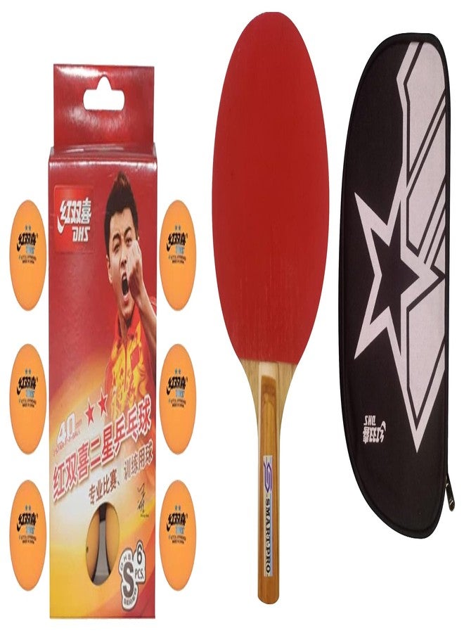 دي إتش أس كرة تنس الطاولة DHS S-S1840BY، إصدار سوبر ماركت بنجمتين (علبة من 6 قطع)، 66 قطعة مع مضرب تنس الطاولة الذكي PRO Moon وغطاء مضرب DHS - Image 2