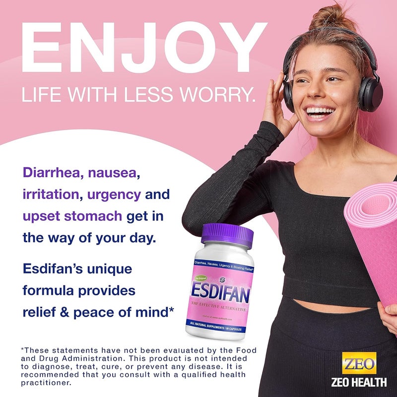 ESDIFAN Supports Natural Relief of Diarrhea IBS Nausea Gas  Bloating  Promotes Gut Health Energy  Nutrient Absorption  with Zeolite B12 and Calcium 90 Capsules - Image 4