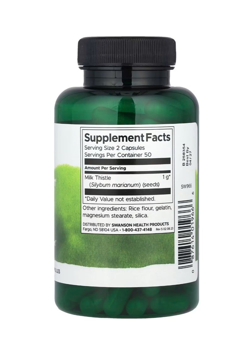 SWANSON Full Spectrum Milk Thistle 1,000 mg 100 Capsules (500 mg per Capsule)  - Image 2