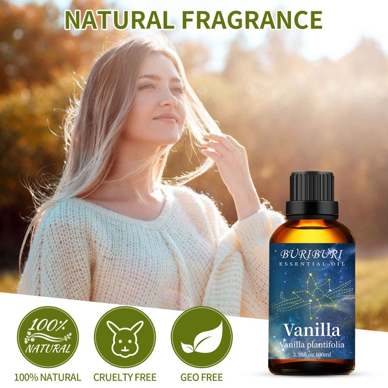 BURIBURI 100ML Vanilla Essential Oil, 100% Pure Undiluted Aromatherapy Vanilla Oil 3.38fl.oz for Soap, Candle Making, Massage, Diffuser, Humidifier - Image 5