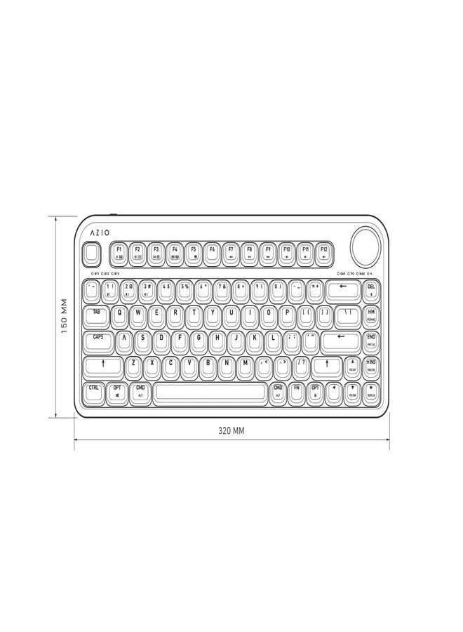 AZIO IZO Wireless Bluetooth Mechanical Keyboard with Round Ergonomic Form, Dual Function Control Knob, Two Tone, Double Shot PBT, 21 Backlight Modes - Blue Iris - Image 2