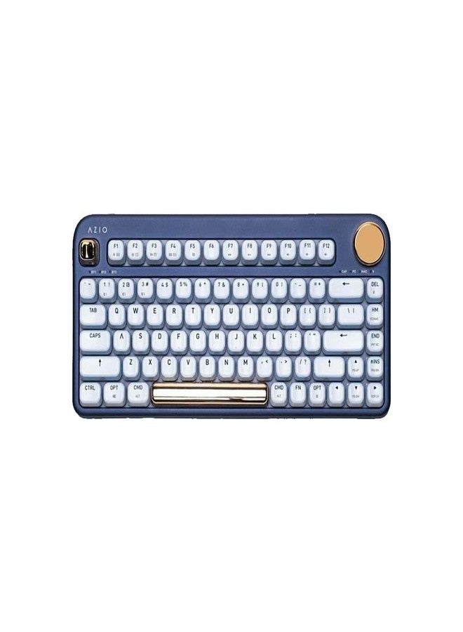 AZIO IZO Wireless Bluetooth Mechanical Keyboard with Round Ergonomic Form, Dual Function Control Knob, Two Tone, Double Shot PBT, 21 Backlight Modes - Blue Iris - Image 1