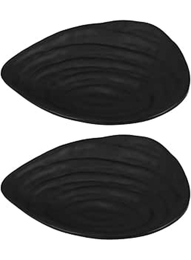 Black Melamine Sushi Plates 2pcs Set Sturdy Serving Tray For Restaurant And Home Use - Image 1