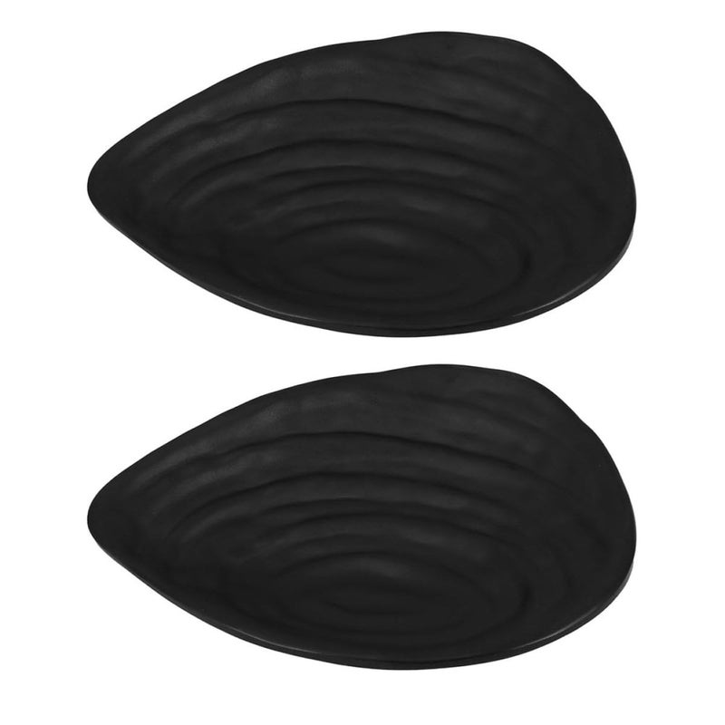 Black Melamine Sushi Plates 2pcs Set Sturdy Serving Tray For Restaurant And Home Use - Image 2