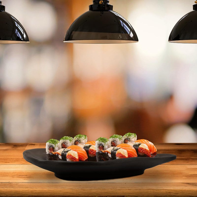 Black Melamine Sushi Plates 2pcs Set Sturdy Serving Tray For Restaurant And Home Use - Image 5