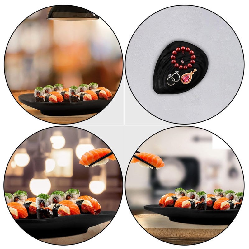 Black Melamine Sushi Plates 2pcs Set Sturdy Serving Tray For Restaurant And Home Use - Image 4