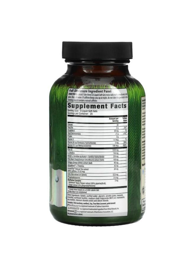 Irwin Naturals Irwin Naturals Brain Awake Max 3 + Nitric Oxide Booster 60 Liquid Soft-Gels  - Image 2