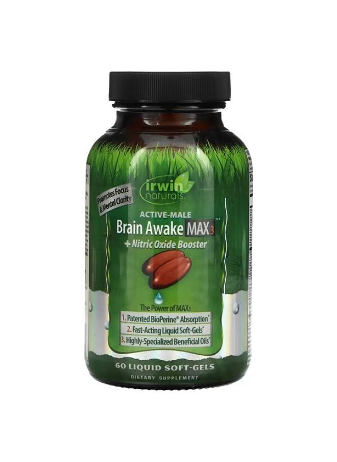Irwin Naturals Irwin Naturals Brain Awake Max 3 + Nitric Oxide Booster 60 Liquid Soft-Gels  - Image 1
